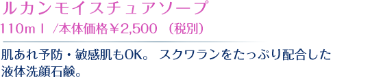 ルカンモイスチュアソープ 110ｍｌ /本体価格￥2,500 （税別） 